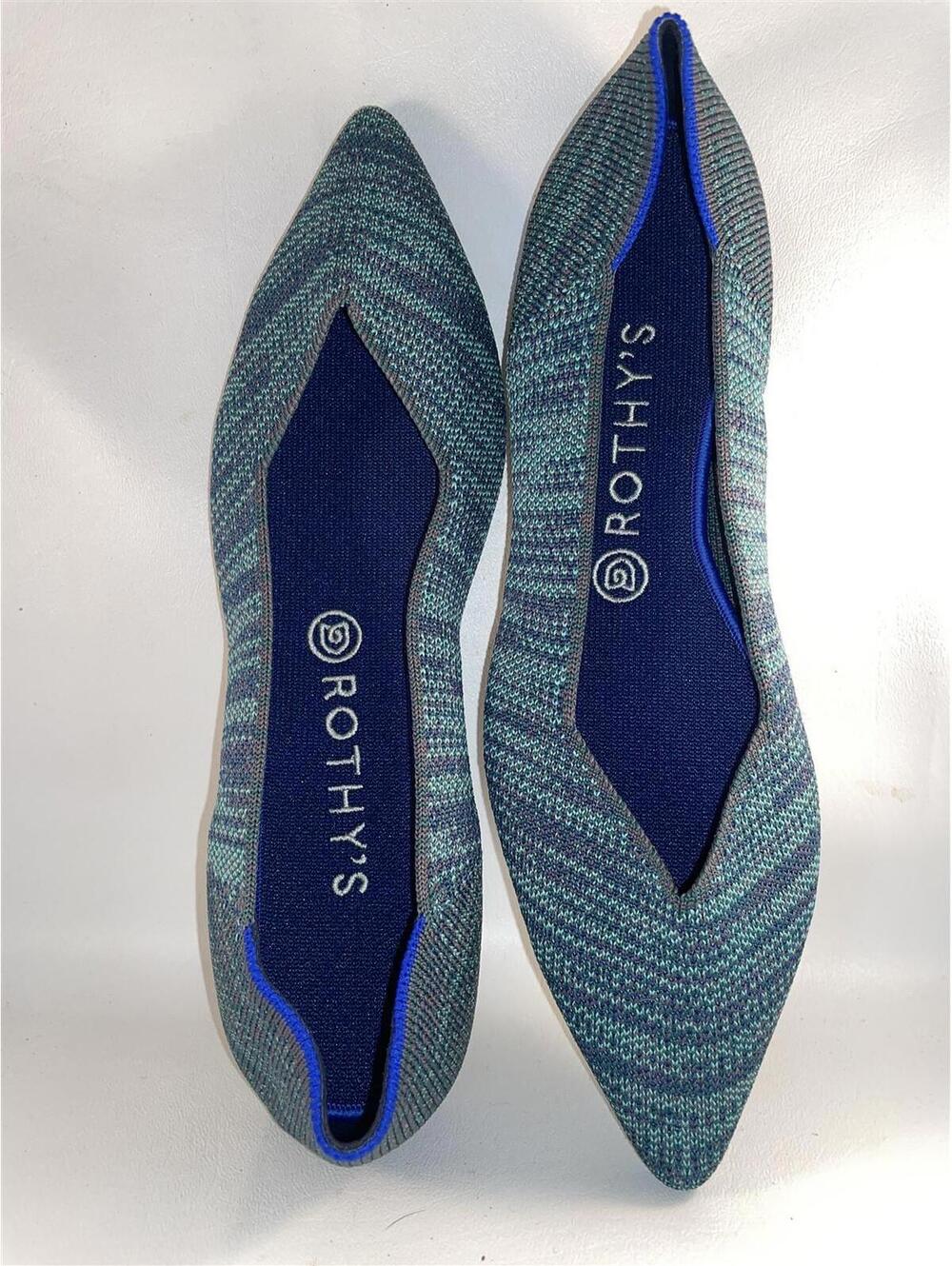 Rothy's Point Heather Turquoise Shoes Flats Size 10 New